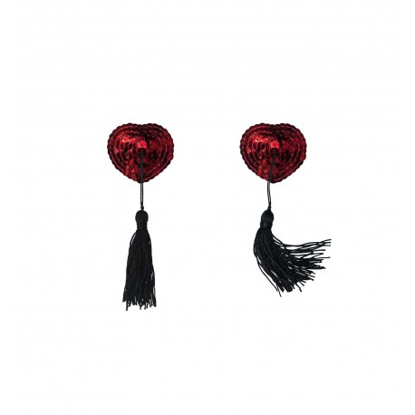 Pezoneras Lentejuelas Corazón Pompón GIPSY Rojas