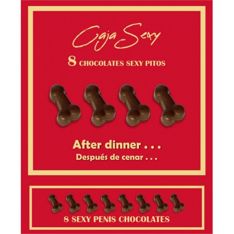 Caja Roja Sexy de 8 PITOS Chocolate