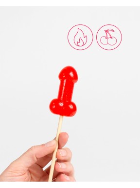 Piruleta Penis Cereza Efecto Calor Picante