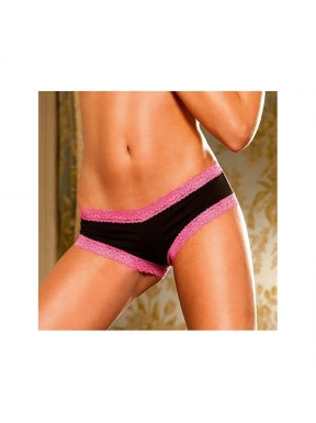 Braguita Negra con Encaje Rosa