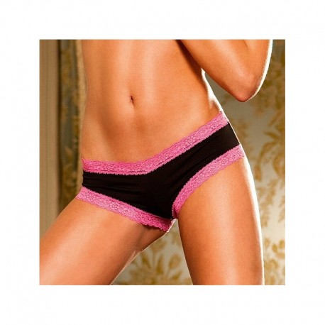 Braguita Negra con Encaje Rosa