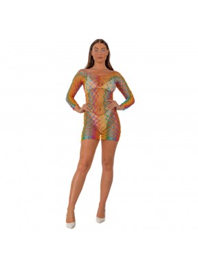 Mini Dress Manga Larga Rainbow LJ
