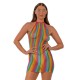 Mini Dress Cuello Halter Rainbow LJ