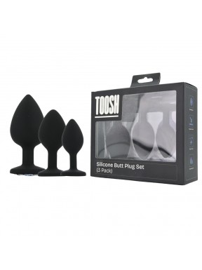 Kit 3 Plug Anal Silicona TOOSH-negro