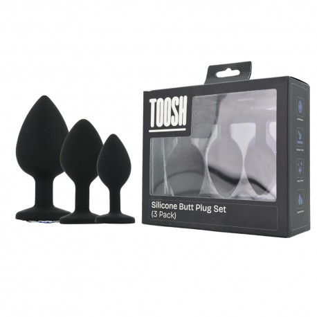 Kit 3 Plug Anal Silicona TOOSH-negro