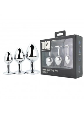Kit 3 Plug Anal Metálicos Silver TOOSH