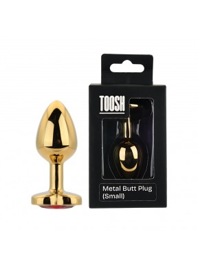 Plug Anal Metálico Dorado Corazón Rojo-S