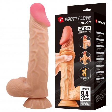 Dildo Realístico con Escroto SLIDING SKIN 24 cm.